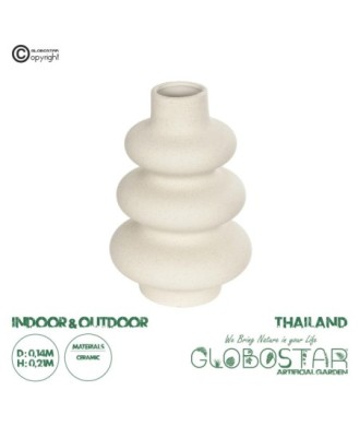 GloboStar® Artificial Garden THAILAND 21278 Διακοσμητικό Κεραμικό Βάζo Μπεζ Π14 x Μ14 x Υ21cm